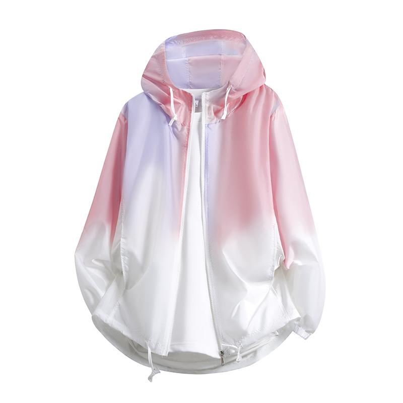 Loose Teens Gradient Color Couple Hooded Outdoor Sports Jacket