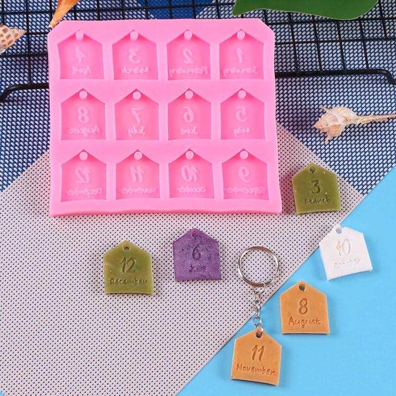 3D Month Label Shape Silicone Flexible Food Grade Mould Clay Resin Ceramics Candy Fondant Candy Chocolate Soap Mould