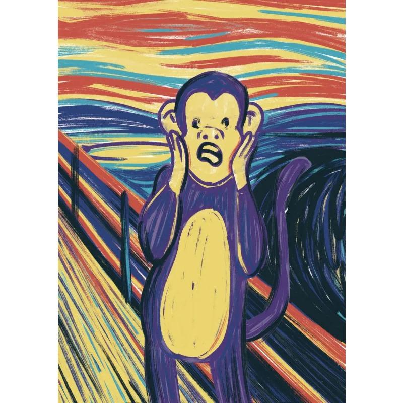 Slavný plátnový obraz Edvard Munch Výkřik Abstraktní Vtipné Plakáty a Tisky Nástěnné Umění Kočka Pes Obrázek do Ložnice Bytová Dekorace