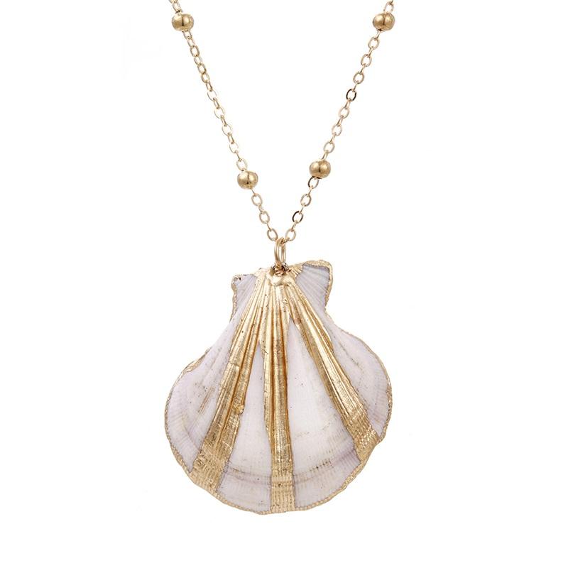 32 Styles Charm Boho Natural Shells Necklaces Scallop Pendant Necklace For Women Gifts Chain Style Alloy Seashell Summer Jewelry