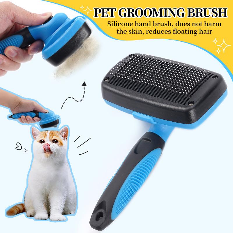 Self cleaning Pet Slicker Brush Plastic12cmWide One Button Hair Release for Dog Cat Shedding Floating Fur Home Grooming Supplies