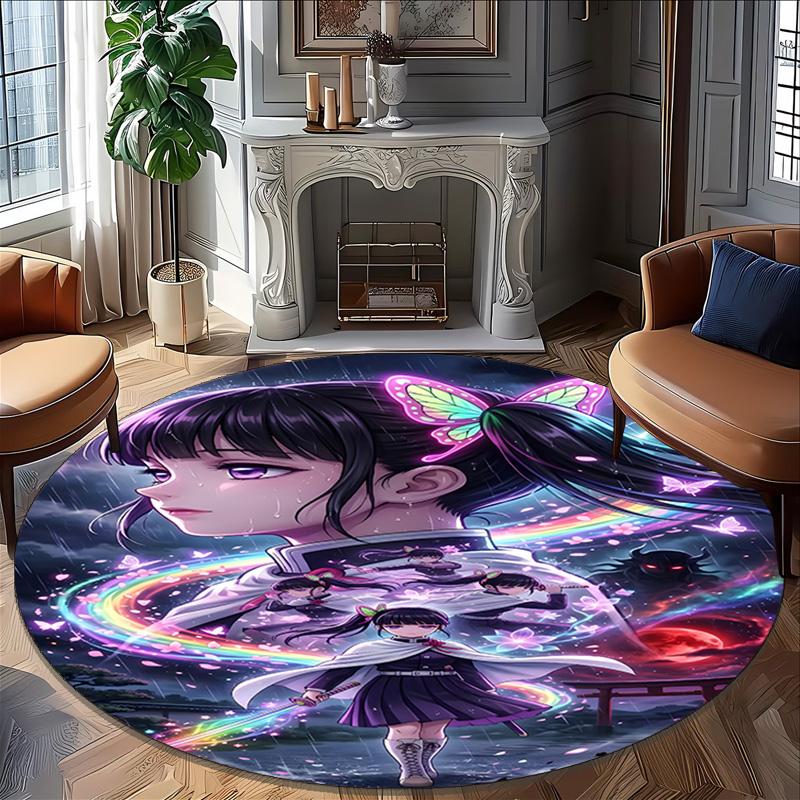 1pc Tsuyuri Kanawo Carpet, Round Rug, Comfortable, Suitable for Entryways, Living Rooms, Office, And Bedrooms, Christmas Decoration