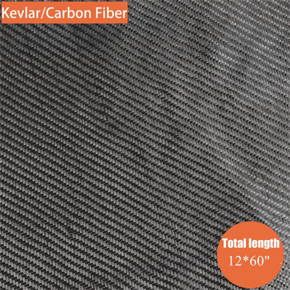 12"× 60" Real Carbon Fiber Fabric 3K 220Gsm 2X2 Twill Weave Cloth Black