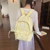 Zaino nebbia di limone texture a righe sequenza fiocco zaino festa studenti dolce ceroso estetico ragazza morbida orologio shopping nello zaino