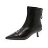 Pointed thin heel fashion boots Winter European and American style new small heel short boots Fleece temperament simple Chelsea boots