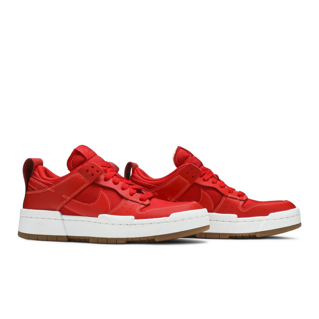 Nike Womens Dunk Low Disrupt 'Red Gum' (women's sizes) Summit White / Gym Red Skateboard Shoes CK6654 600