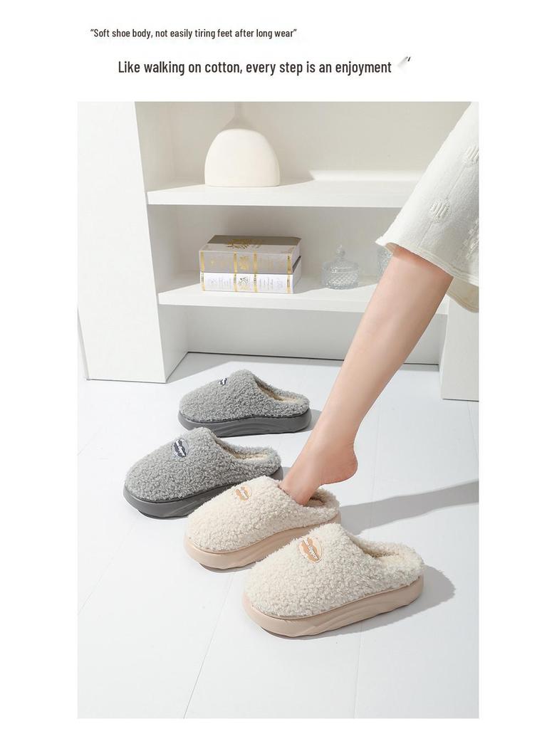 2025 Autumn/Winter Women's Plush Postpartum Non-Slip Odor-Resistant Cotton Slippers