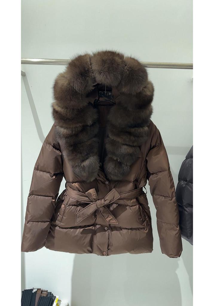 New Women's Winter Down Coat with Detachable Fox Fur Collar and Hood