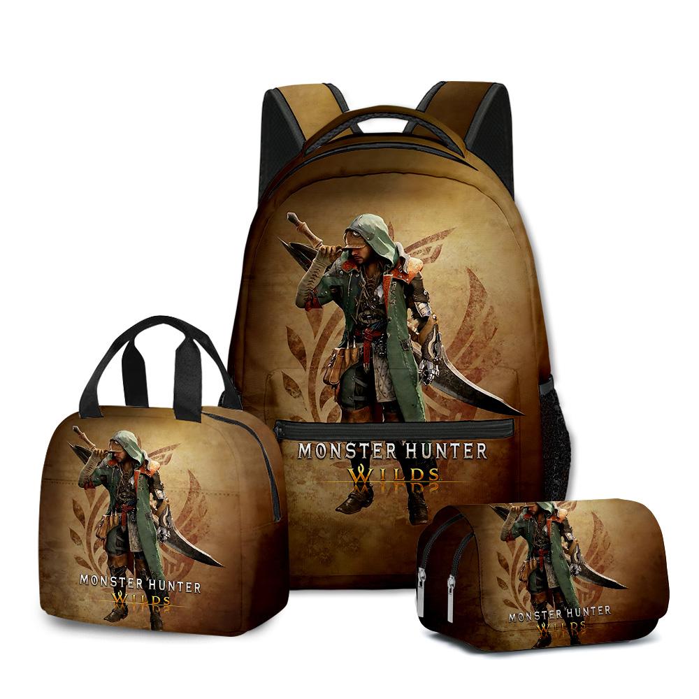 Populaire Nieuwigheid Coole Monster Wilds 3D Geprint 3 stuks/Set Student Schooltassen Laptop Dagrugzak Rugzak Lunchtas Etui