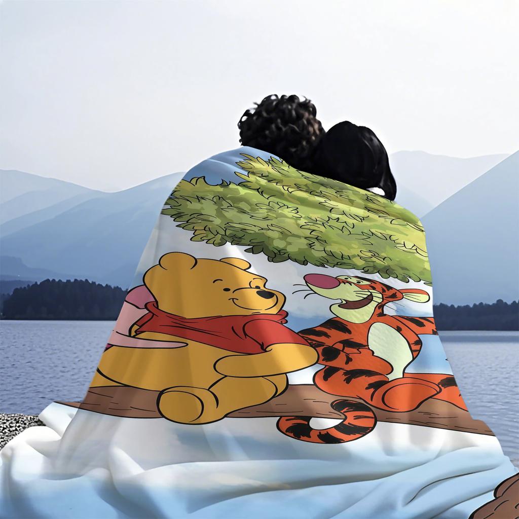 Winnie the Pooh Tigger&Piglet Are Sitting On a Tree Print Blanket Soft Multifunctional Decortive Universal Throw Blankets Gift