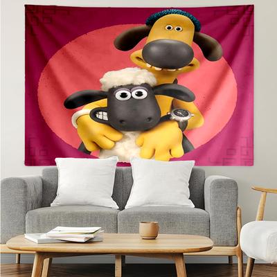 Shaun the Sheep Print Tapestry, Backdrop, Easy Setup, Ideal for Bedroom, Office & Living Room, with Aesthetic Wall Hanging Decor.