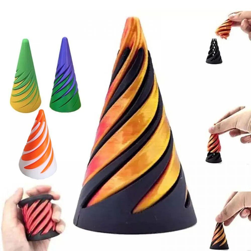Decorative Ornaments Spiral Cone Fidget Toy Pyramid Passthrough Sculpture  for Kids