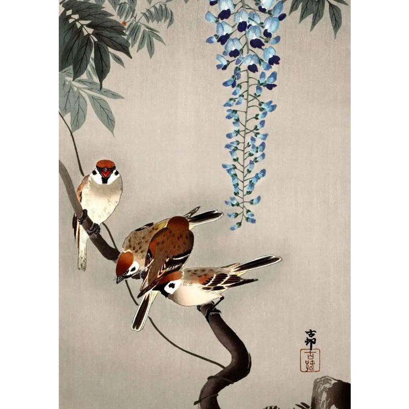 Japanese Ohara Koson Ukiyo Wall Art Poster Vintage Goldfish Lotus Owl Crane Canvas Painting for Guest Room Home Bar Cafe Decor