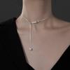 Silver Pearl Necklace Women Clavicle Chain Light Luxury Sweater Chain