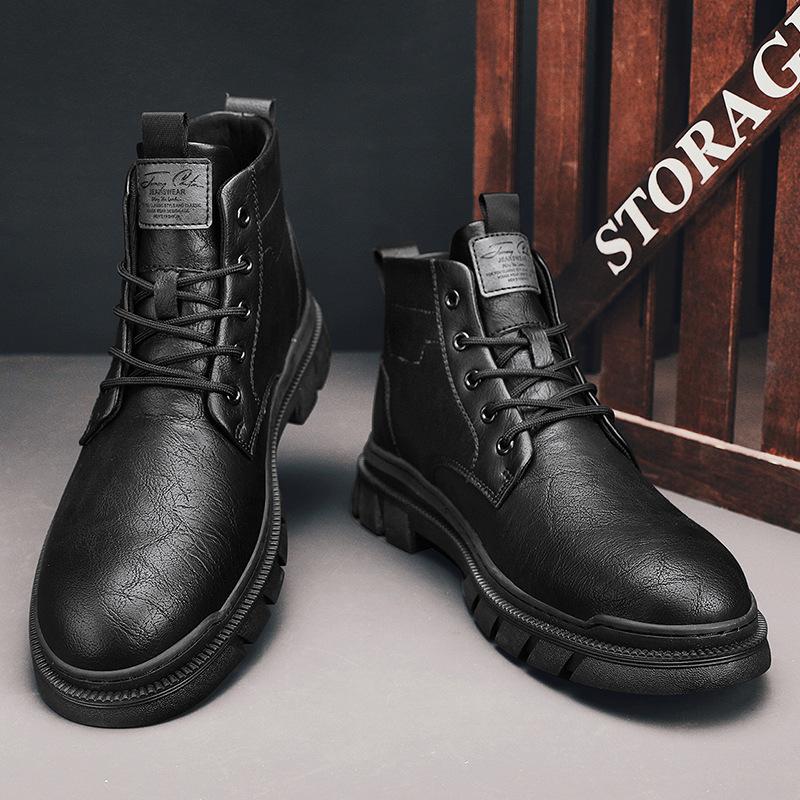 

Martin boots men s autumn 2025 new high-top British style PU medium-top leather shoes men s black tooling boots winter 39