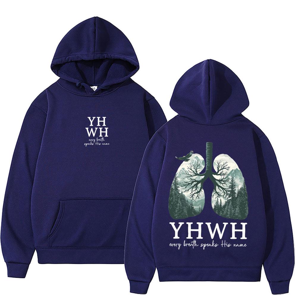 YHWH Lungs Christian Hoodie Every Breath Speak His Name Pullover Men Women Casual Fleece Cotton Hoodies Streetwear