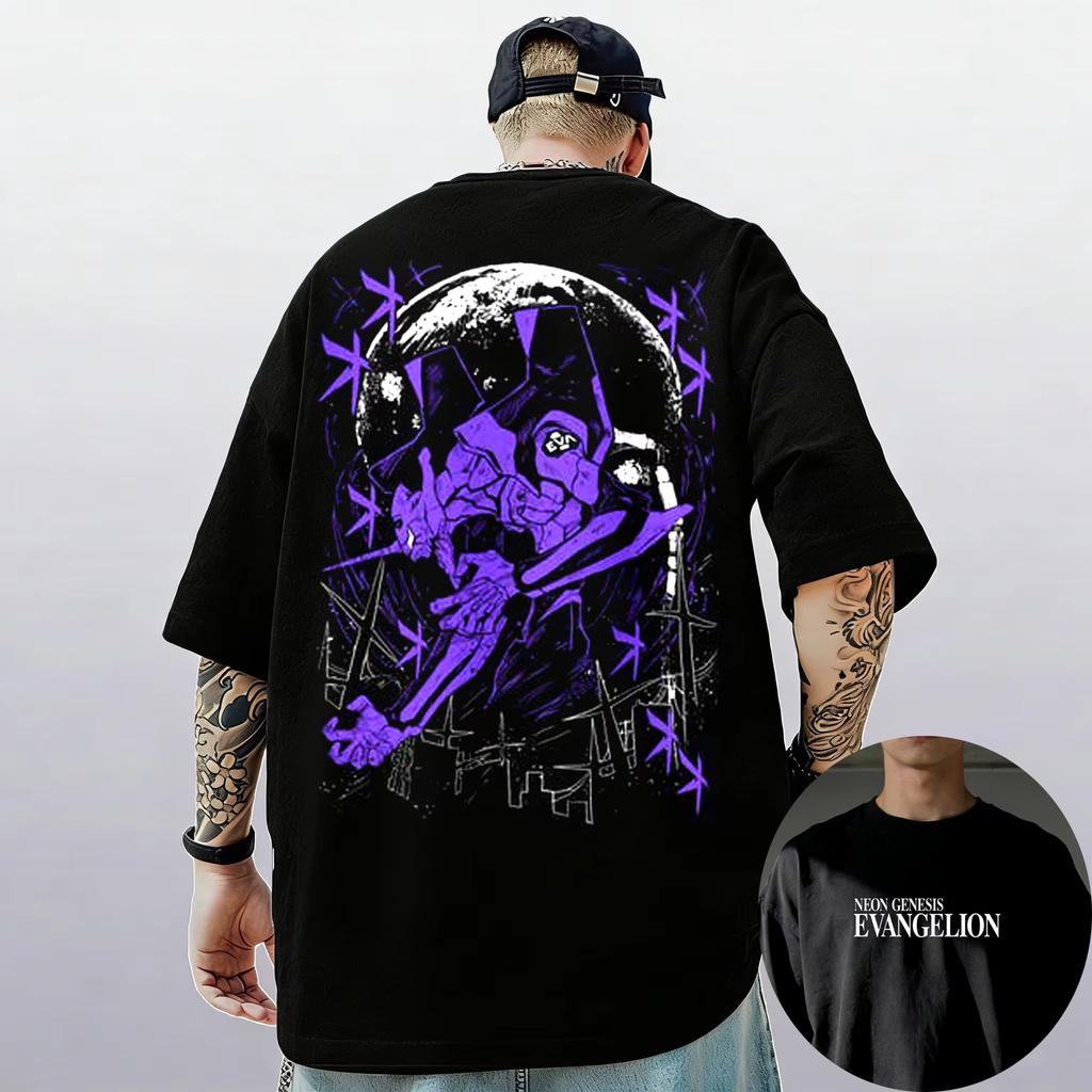 Neon Genesis Evangelion End of Eva Eye Classic Style Short Sleeve Tshirt Unisex Men Women 2026 Summer ParentChild Cotton Tee