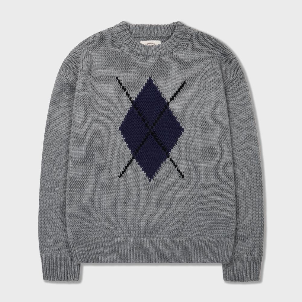 AMFEAST Chunky Funky Argyle Sweater Grey