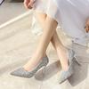 Fashion Bling Glitter Thin Heels Pumps Women Slip-On Gold Silver Wedding Shoes Woman Pointed Toe Shining Sequins High Heels Party Shoes
