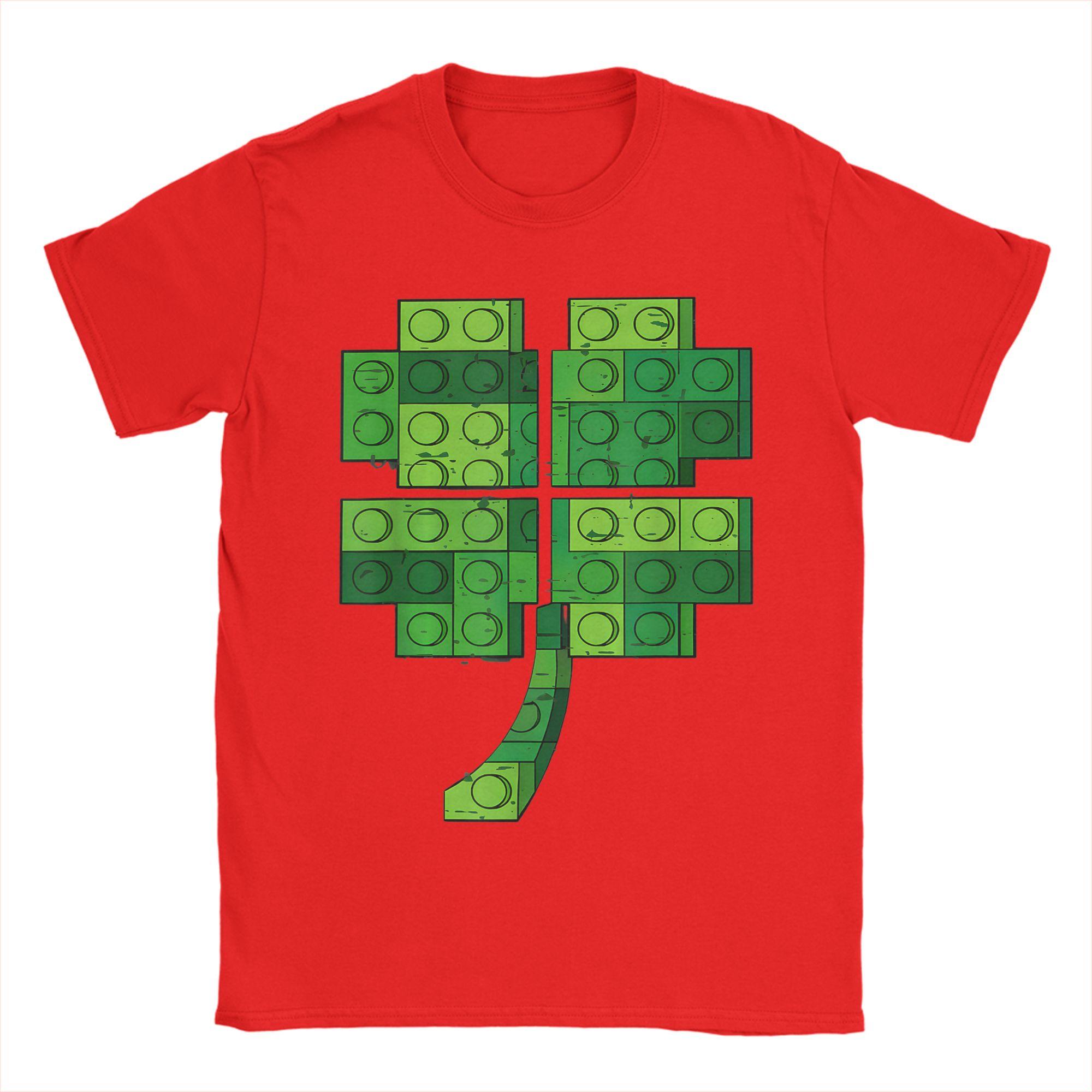 St Patricks Day Shamrock Building Blocks Bricks Boys TShirts for Unisex Crewneck 100 Cotton T Shirt Tee Shirt Plus Size Clothing S