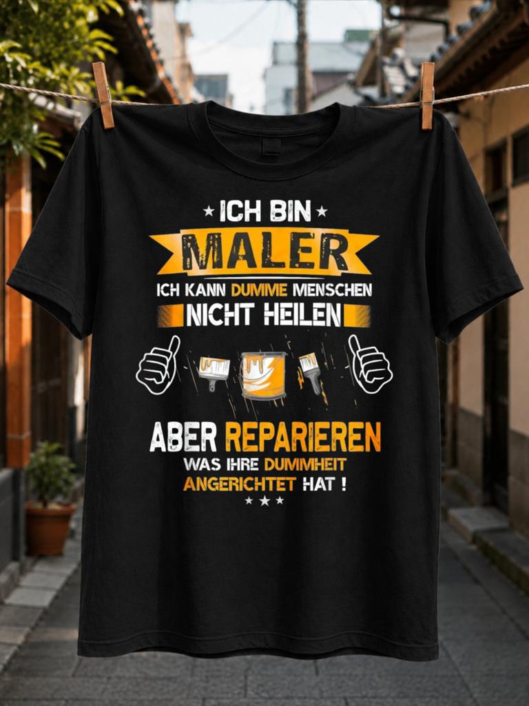 Gerunisex Painter Repair Joke Paint Brushes Roller Paint Can And Thumbsup Icons In Orange And Trade Unisex All Tshirt