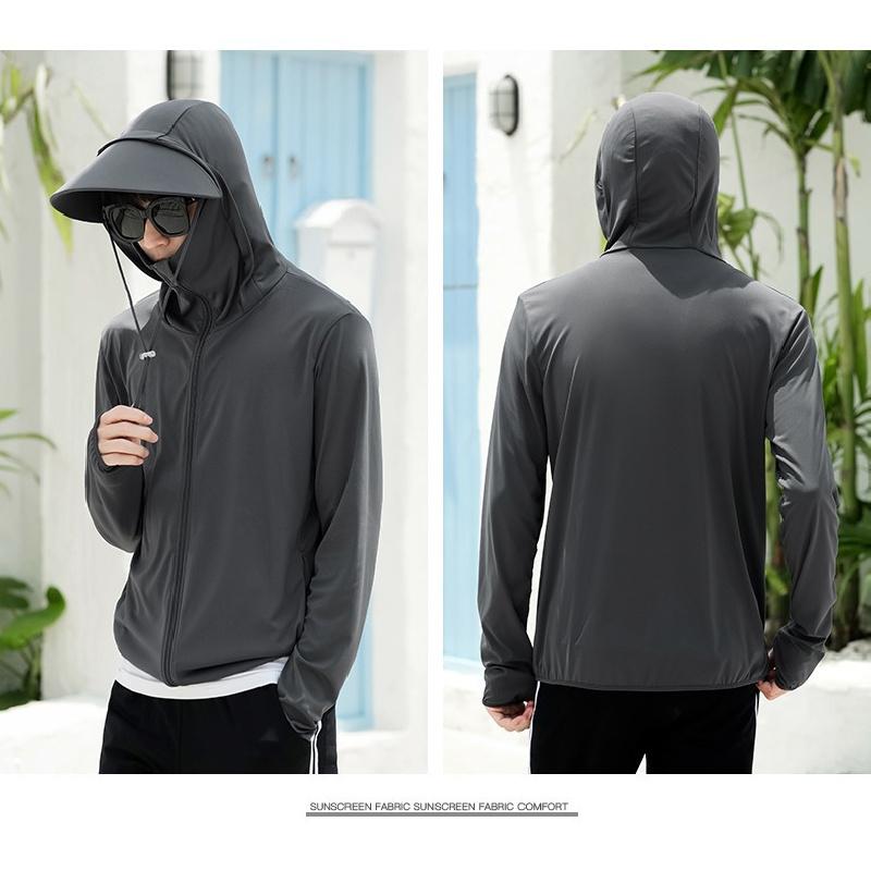 New 2026 Men's Summer Ice Silk Sunscreen Jacket, UV Protection, Outdoor Thin Breathable Lightweight Sunscreen Clothing