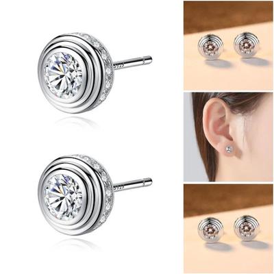 Sterling Silver Zircon Earrings Fashion Simple Ladies Earrings for Women Classic Ear Studs