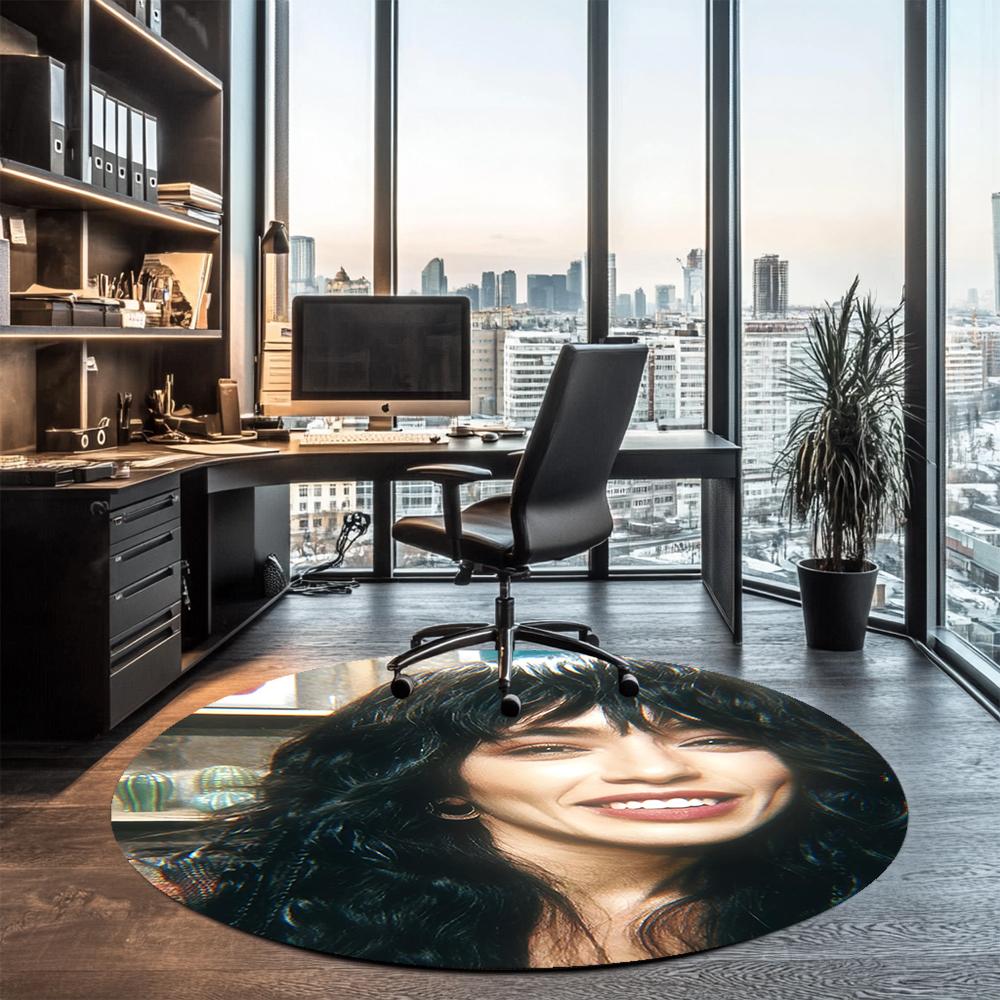 Loreen Printed Round Rug Carpet Chair Rug Area Rug Entryway Doormats,for Office Chair Living Room Bedroom Kitchen Room.