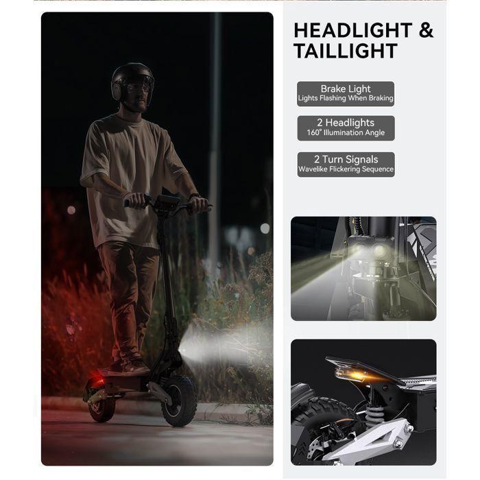 OOTD T10 - Scooter Électrique- Moteur 900 W - Batterie 48 V 13,5 Ah - Max 50 Km/h - 11'' Pouces - Autonomie : 45 Km