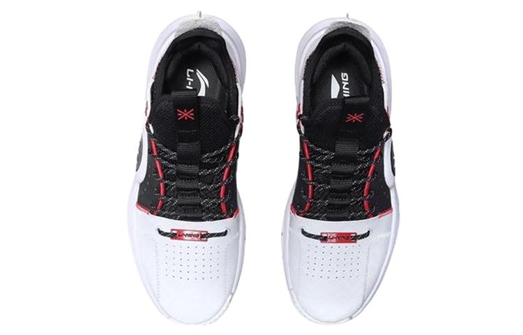 Li Ning Slip Resistant Abrasion Resistant Mid top Basketball Shoes Men's Black White ABAP079-1