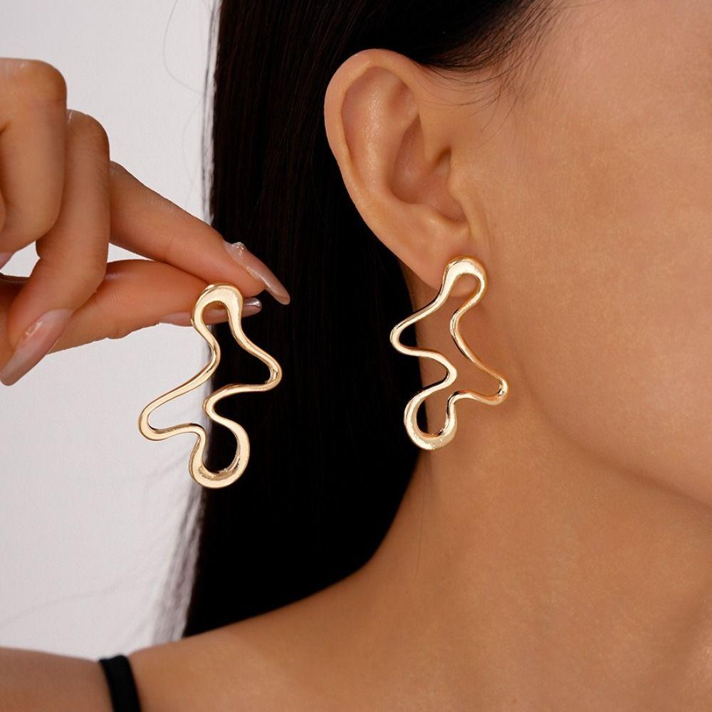 Hollow Geometry Geometric Earrings Minimalist Design Stud Earrings  Daily Wear