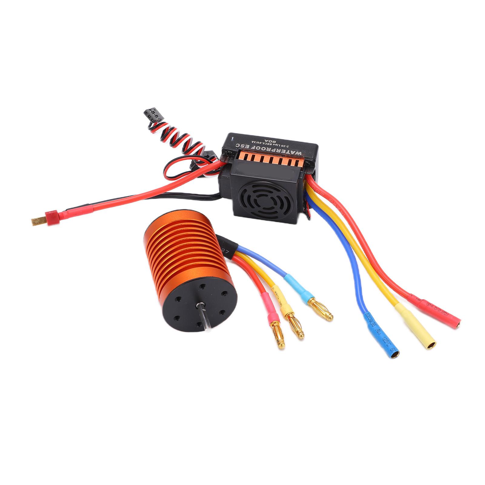 

F540 4370KV 4P Brushless Motor Set with Waterproof Brushless 60A ESC for 110 RC Car Orange