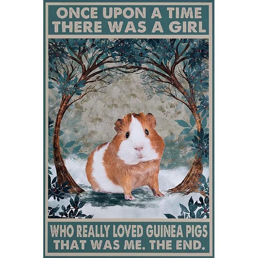 Guinea Pig Once Upon A Time There Was A Girl Who Really Loved Guinea Pigs That Was Me The End Tin Poster Cute Vintage Metal Sign Guinea Pig In Farm