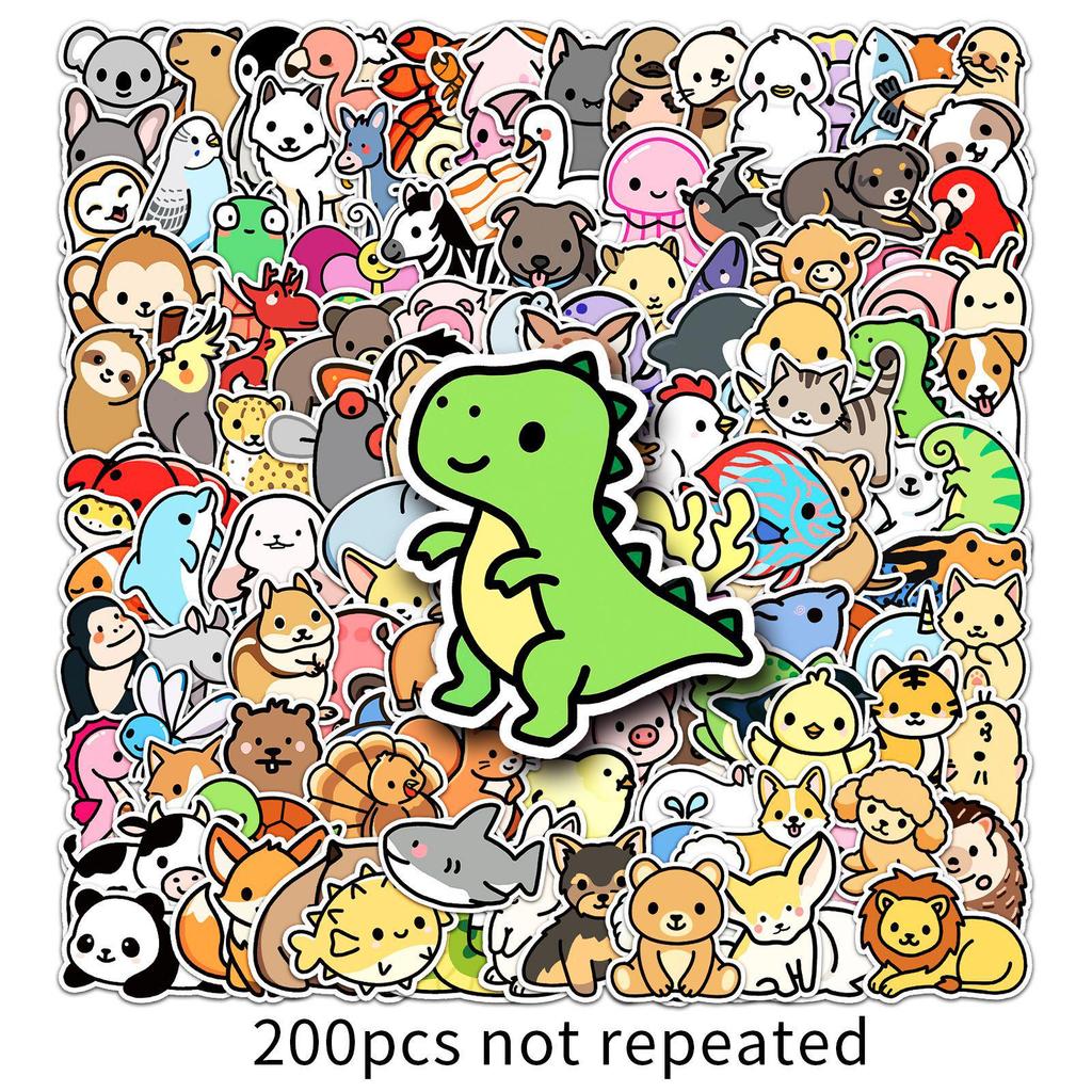 Cute Cartoon Animal Stickers (200 Sheets) for Kids: Waterproof Decorations for Journals, Planners, Cards, and Phone Cases