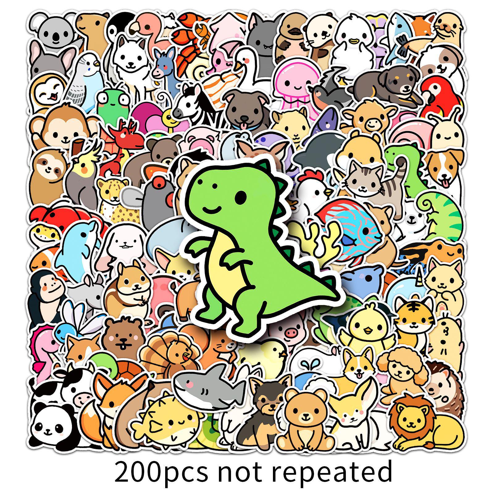 Cute Cartoon Animal Stickers (200 Sheets) for Kids: Waterproof Decorations for Journals, Planners, Cards, and Phone Cases