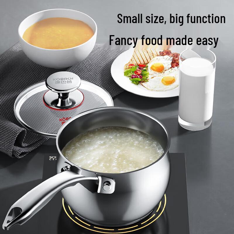 Kobach 16cm Stainless Steel Milk Pot with Steamer Basket