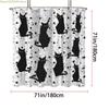 1pc Black Cat Print Waterproof Shower Partition Privacy Protection Curtain with 12 Hooks Multiple Sizes Easy To Installation