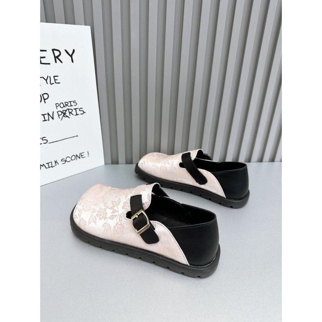 Ugly Cute Retro National Style Shoes Women's 2025 Spring New Soft-soled Single Shoes Lazy One Pedal Casual Versatile Boken Shoes