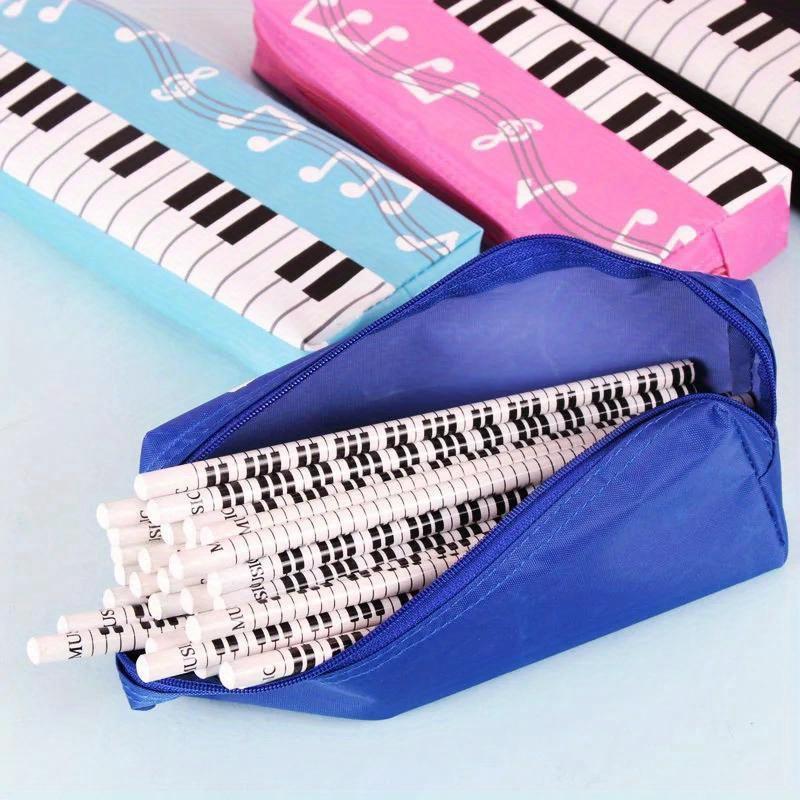 Creative Student Pencil Bag Square Pencil Bag Single Layer Pencil Bag Musical Note Piano Stationery Bag Stationery Box