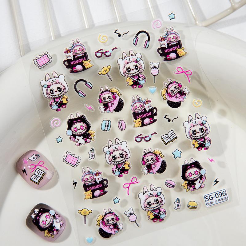 Skyline Labubu Stickers: Cute DIY Nail, Phone, Journal & Water Cup Decor for Small Dogs