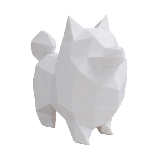 Geometric Low-Poly Dog Statue 3D Printed Mini Dog Ornament White Cute Puppy Figurine