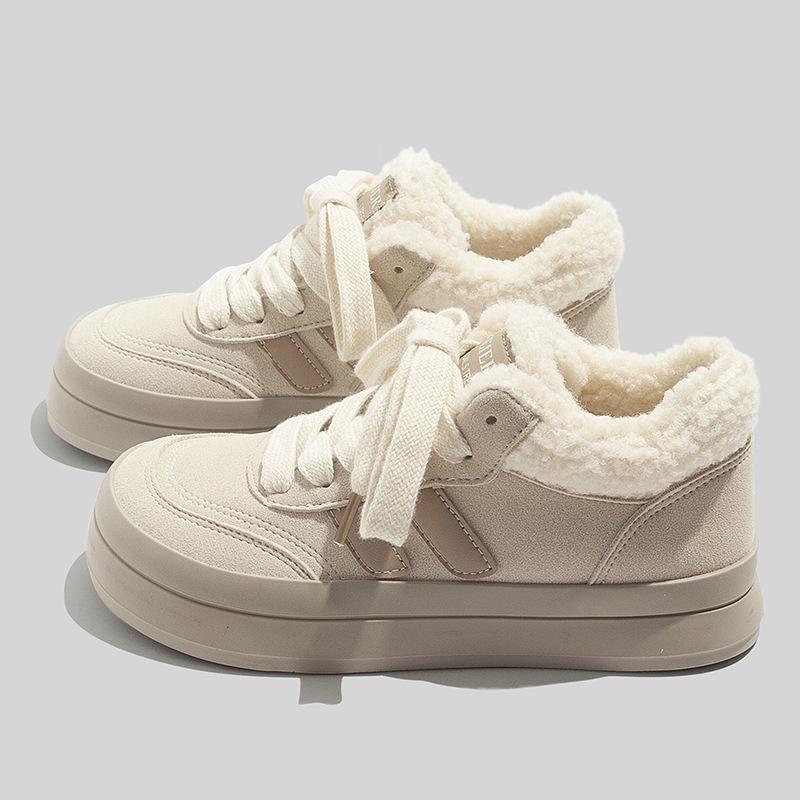 Belle Round Head German Training Velvet Lamb Wool Snow Boots Two Cotton Shoes 22 Winter Thermal Casual Shoes BE2