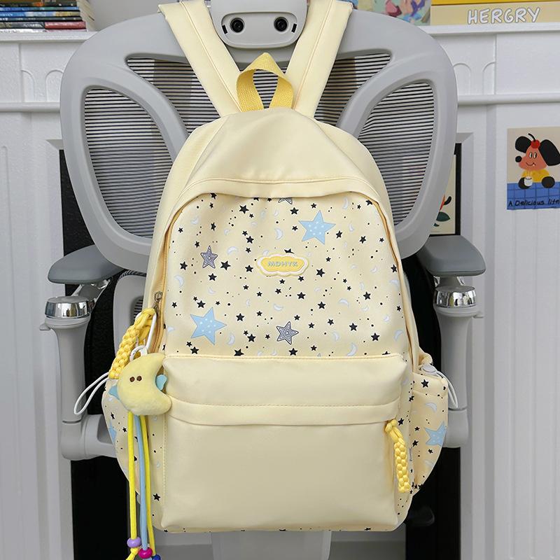 Schultaschen-Trend, Schultasche für Mittelschüler, lässiger Rucksack mit kleinem frischem Sternen-Aufdruck, vielseitiger Rucksack mit großem Fassungsvermögen