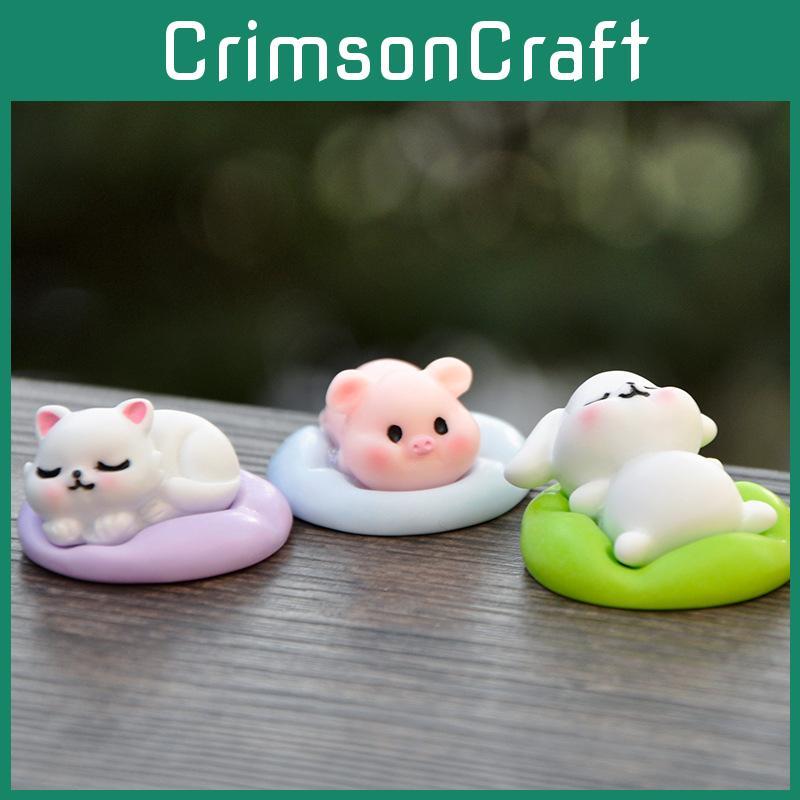 Cat Dog Animal Sleeping Series Toys Figurines Desktop Car Decorations Statues