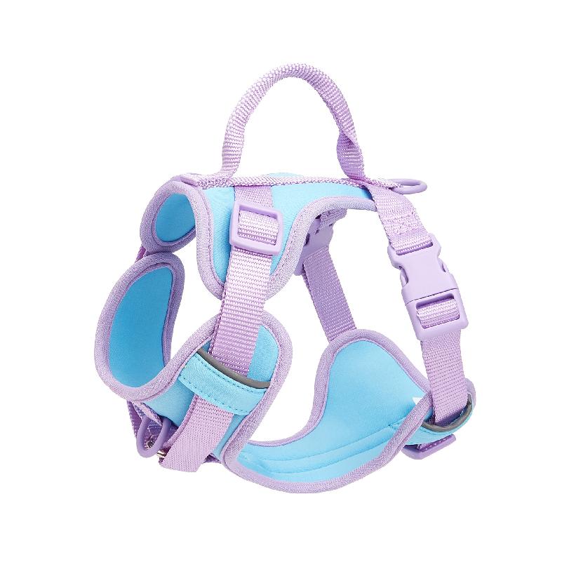 

New Chocolate color luxury Dog Harness no pull for large Small dogs Adjustable Chest Strap dog harness personalized M темно-сірий