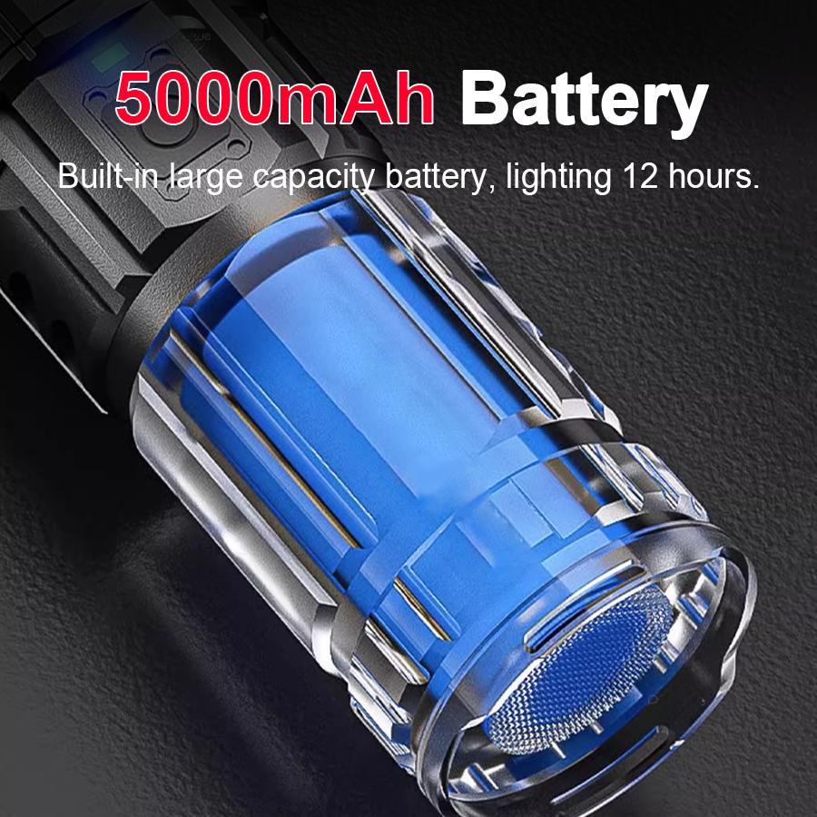 5000LM High Power LED Flashlight Super Bright Long Range 1500M Flashlights Rechargeable USB Fishing Camping Work Lamp