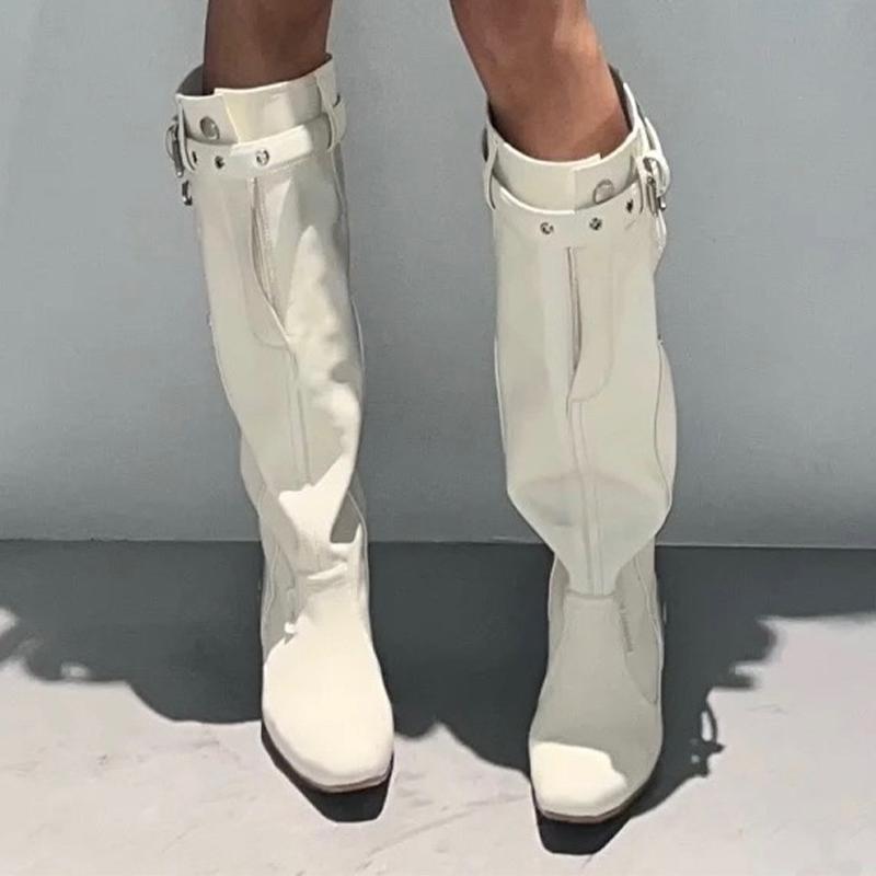 Pointed Toe High Boots Mid Heels Sexy Leather Shoes Woman 2025 Trend Winter Fashion New Brand Cozy Walking Chelsea Boots Female