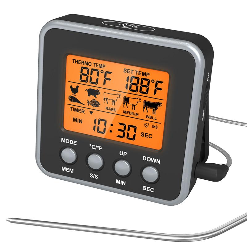 Digital grilltermometer Ugnstermomet med timer Kök Matlagning Mat Kötttermometer med sond