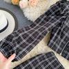 Autumn Retro Square Collar Temperament Bubble Sleeve Top Short High Waist Half-Body Skirt Celebrity Temperament Two-Piece Suit