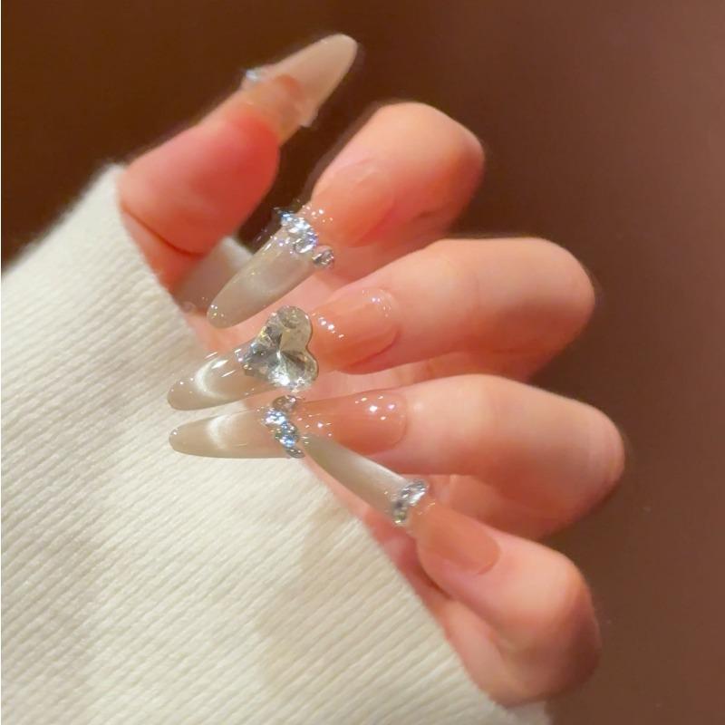 Cat's Eye Wearing Nail Pure Hand-made Nail Piece Fake Nail Wearing Nail Piece Advanced Sense Thin Dog Long